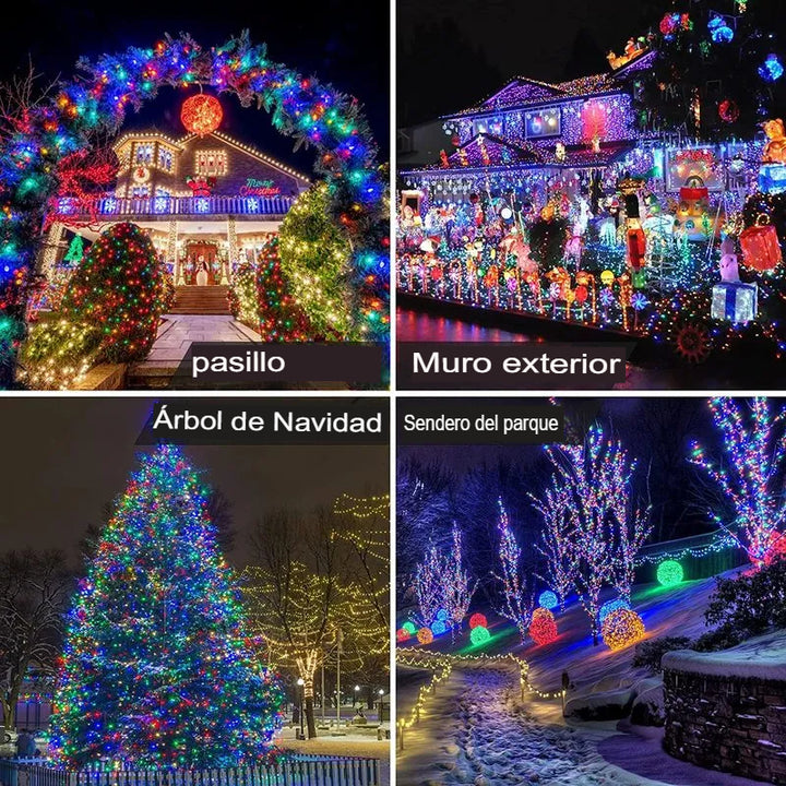LUCES NAVIDEÑAS CON PANEL SOLAR LED