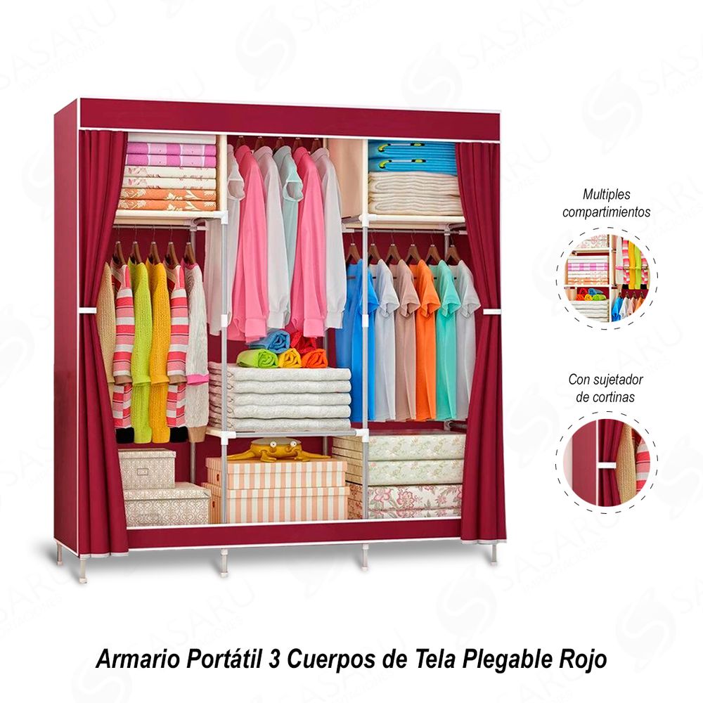 Armario Portátil 3 Cuerpos de Tela Plegable