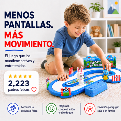 "Carrera Interactiva, Diversión sin pantallas para niños con energía infinita"