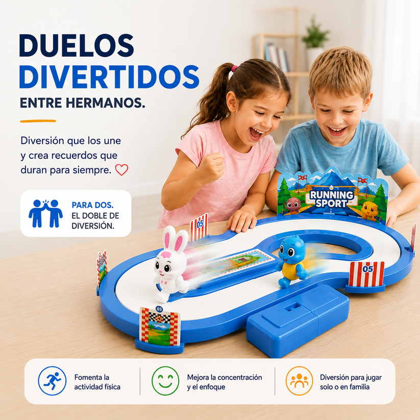 "Carrera Interactiva, Diversión sin pantallas para niños con energía infinita"