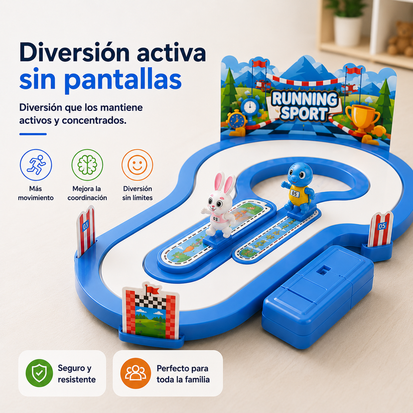 "Carrera Interactiva, Diversión sin pantallas para niños con energía infinita"