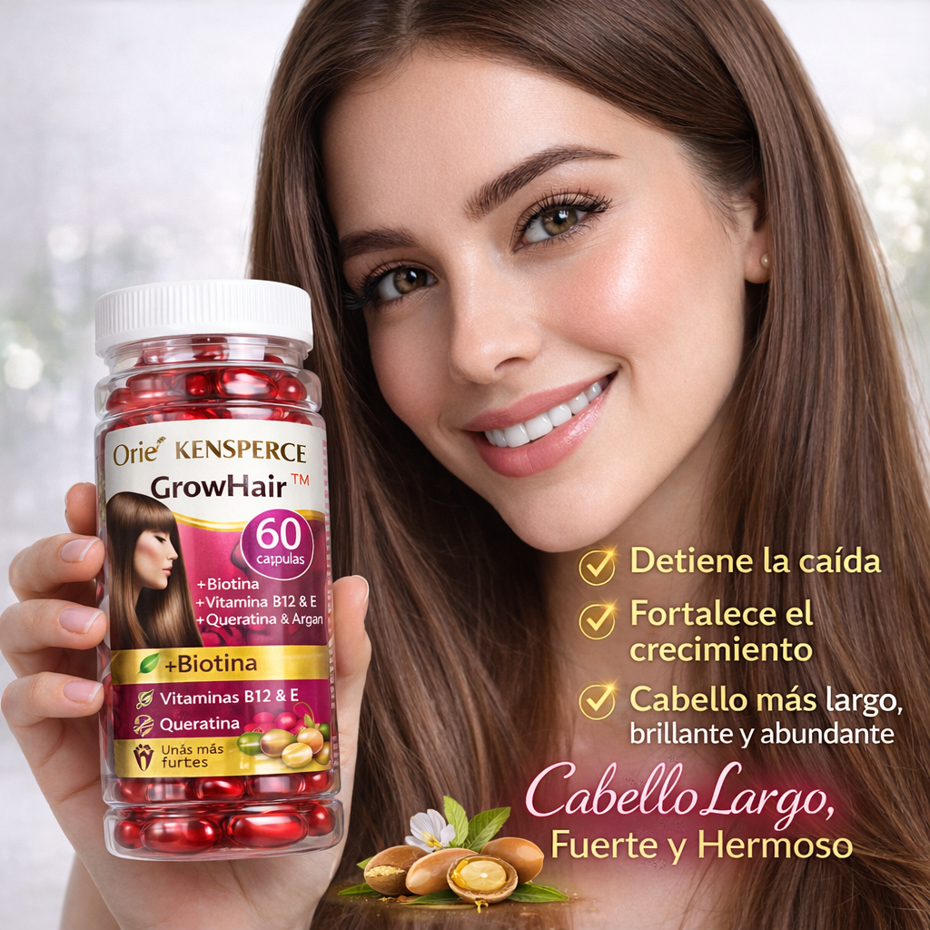 OFERTA 2x1 GrowHair™ – Vitaminas Capilares Fortalecedoras (60 cápsulas)🌿✨ ENVIO GRATIS