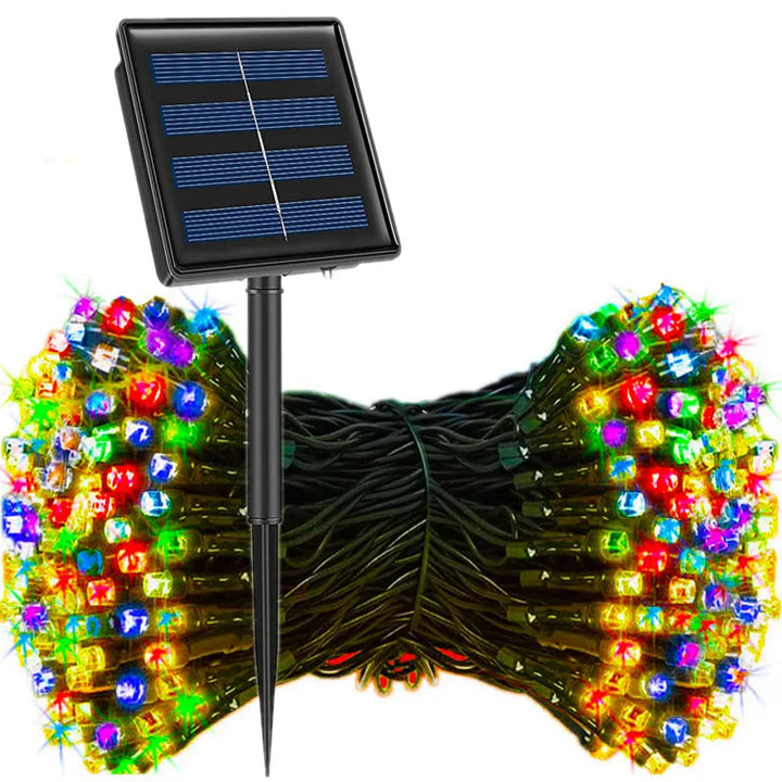 LUCES NAVIDEÑAS CON PANEL SOLAR LED