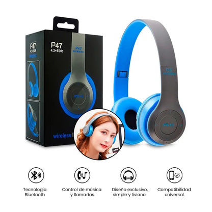 BassBeat P47™ – Audífonos Inalámbricos HD