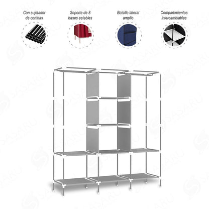 Armario Portátil 3 Cuerpos de Tela Plegable