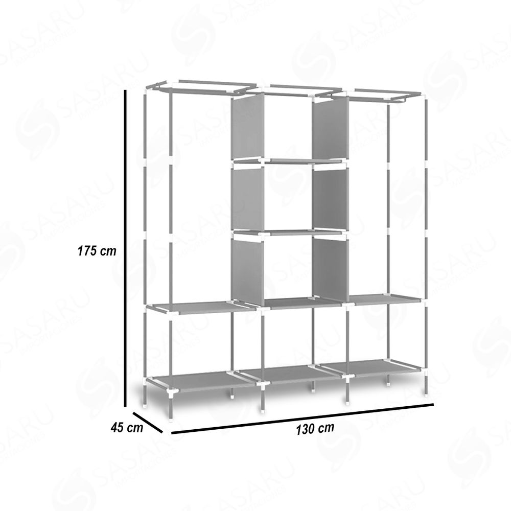 Armario Portátil 3 Cuerpos de Tela Plegable