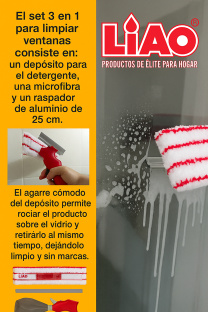 LIAO™ Spray & Wipe Pro – Limpiavidrios Express con Microfibra UltraFix